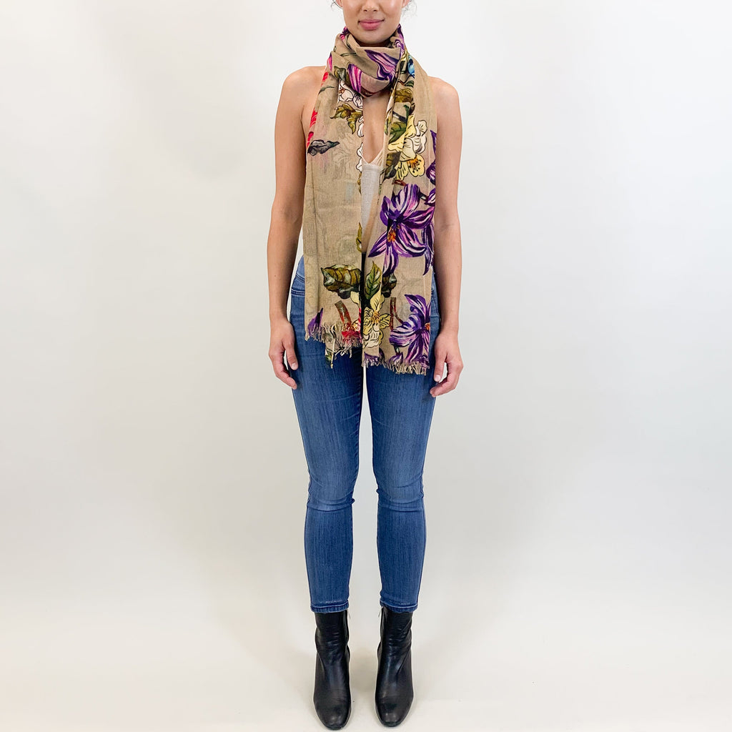 FLORAL CASHMERE SCARF