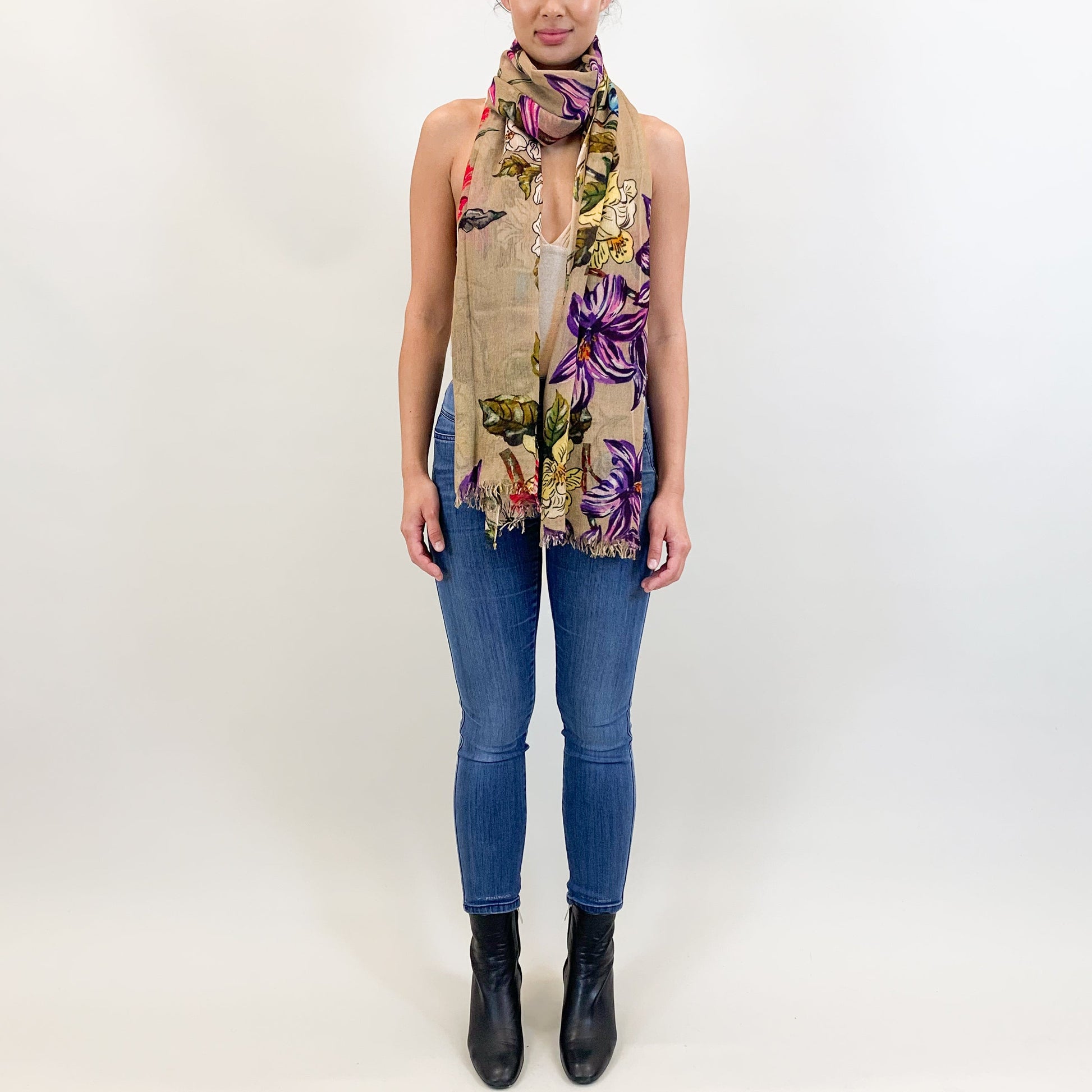 FLORAL CASHMERE SCARF