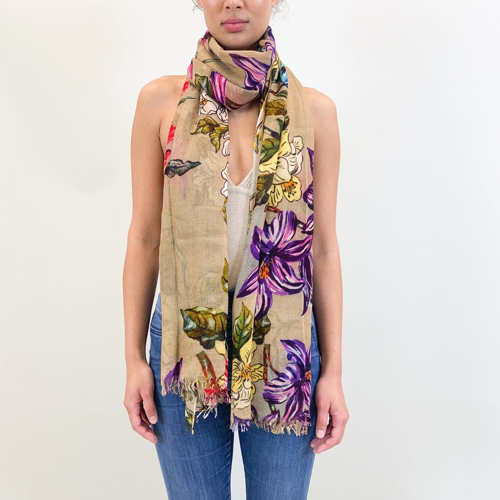 FLORAL CASHMERE SCARF