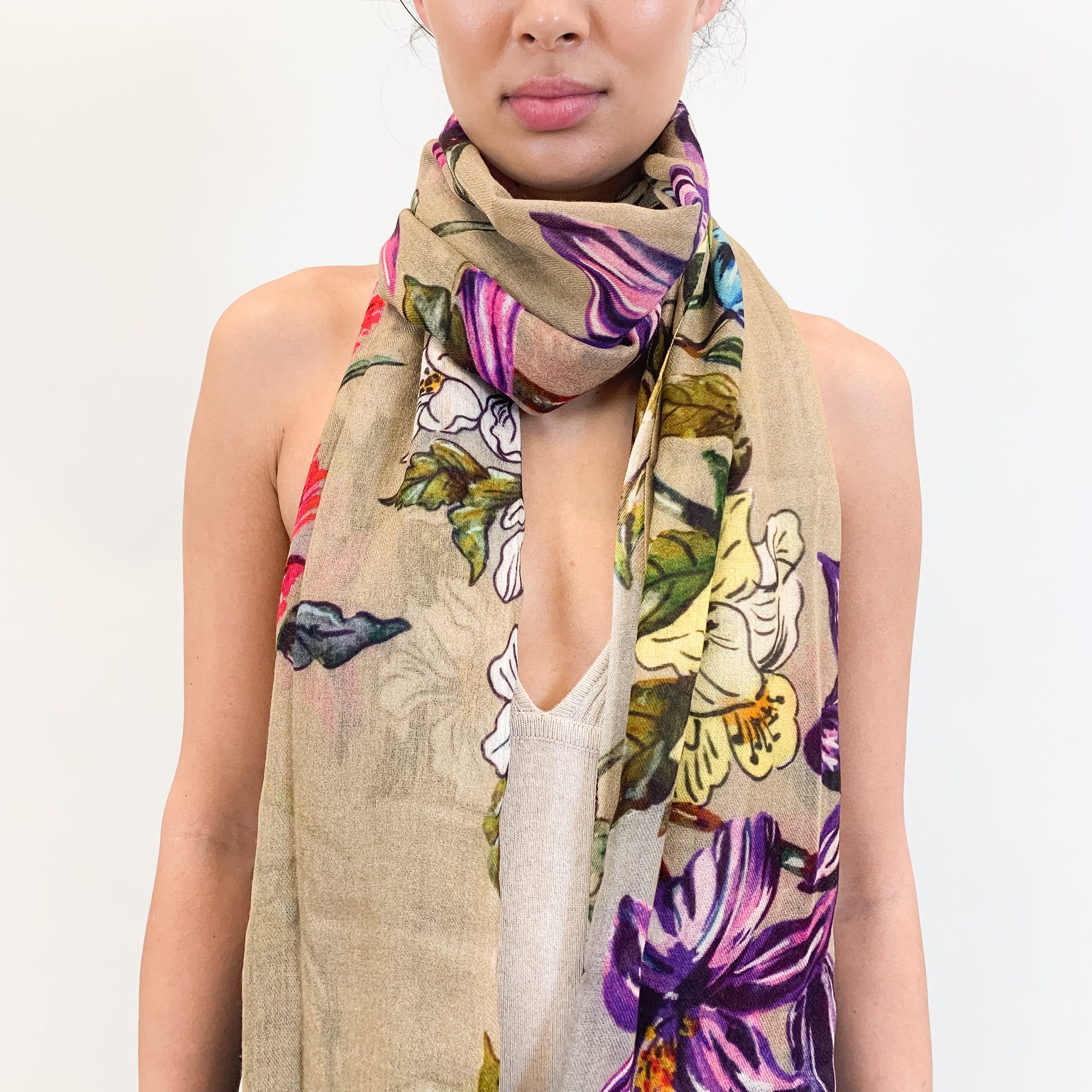 FLORAL CASHMERE SCARF
