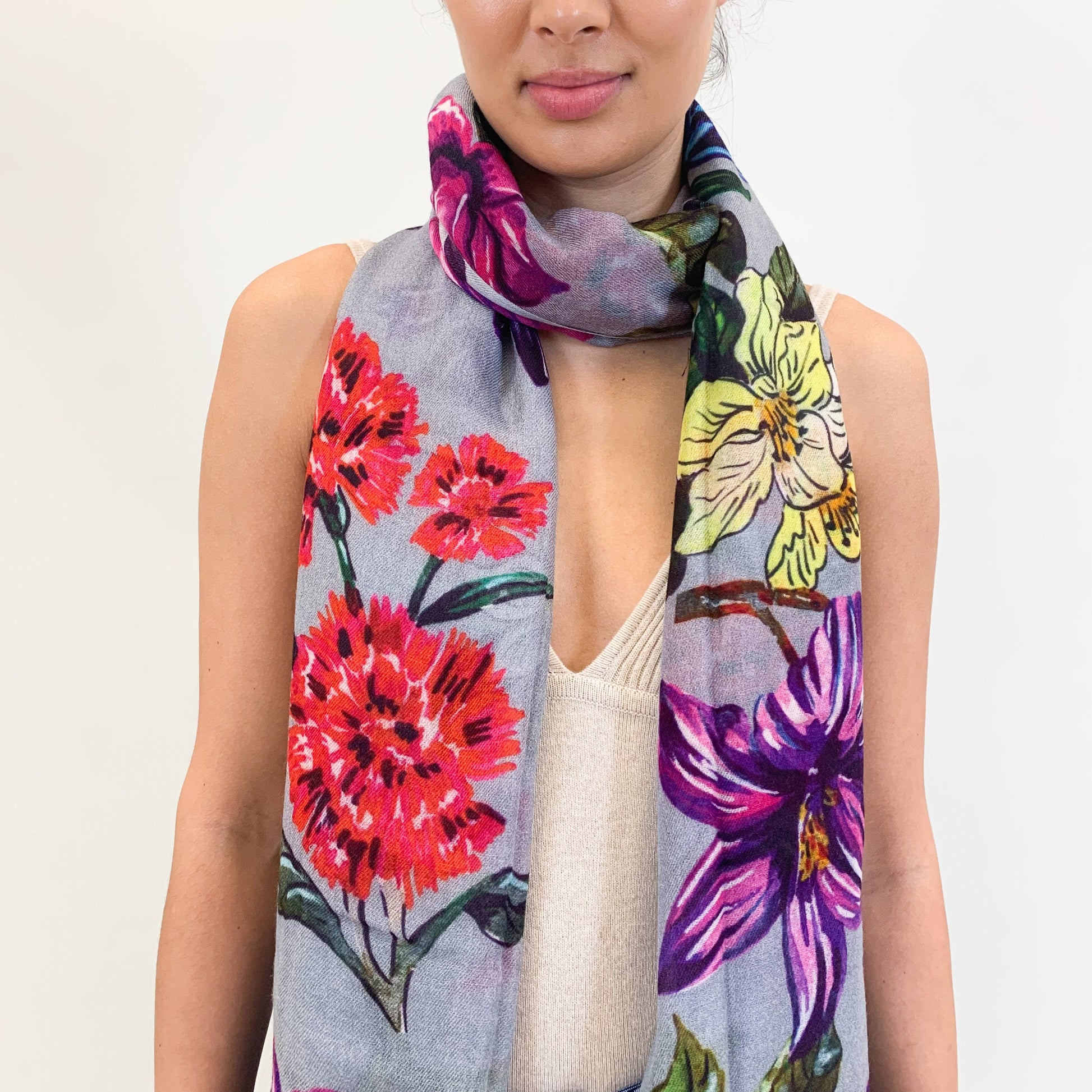 FLORAL CASHMERE SCARF