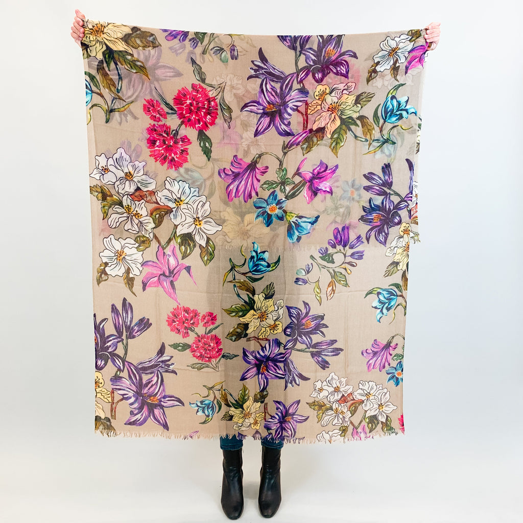 FLORAL CASHMERE SCARF