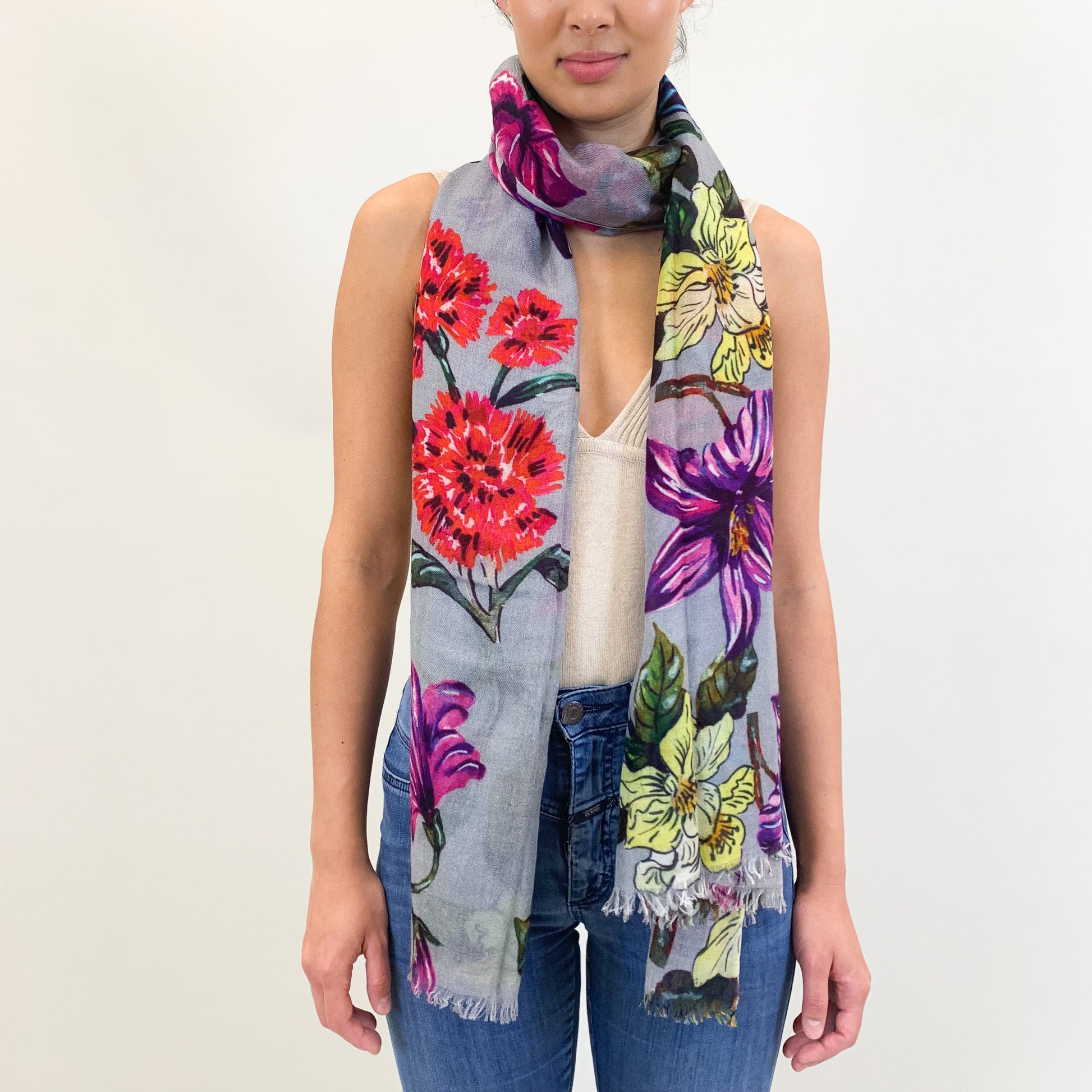 FLORAL CASHMERE SCARF