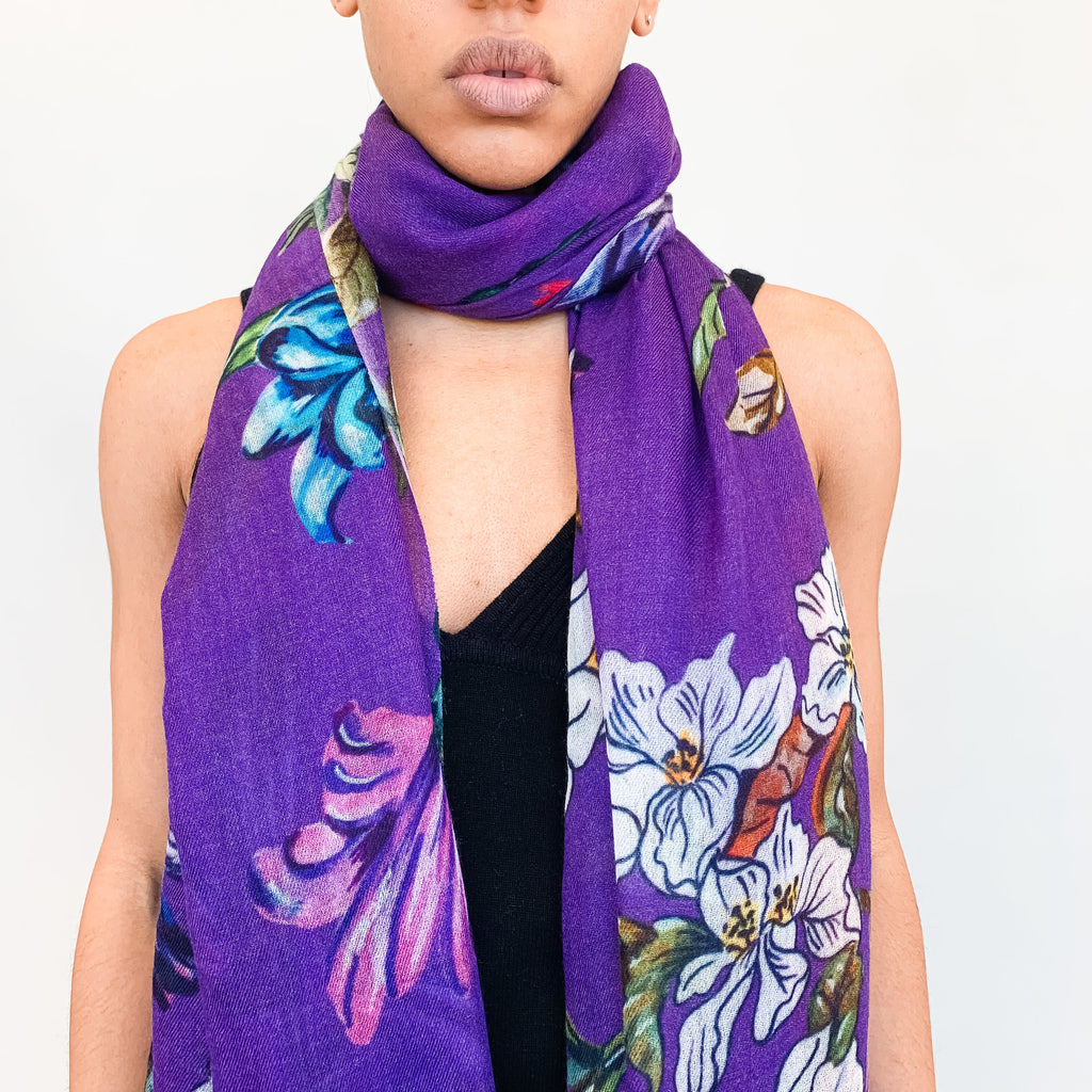 FLORAL CASHMERE SCARF