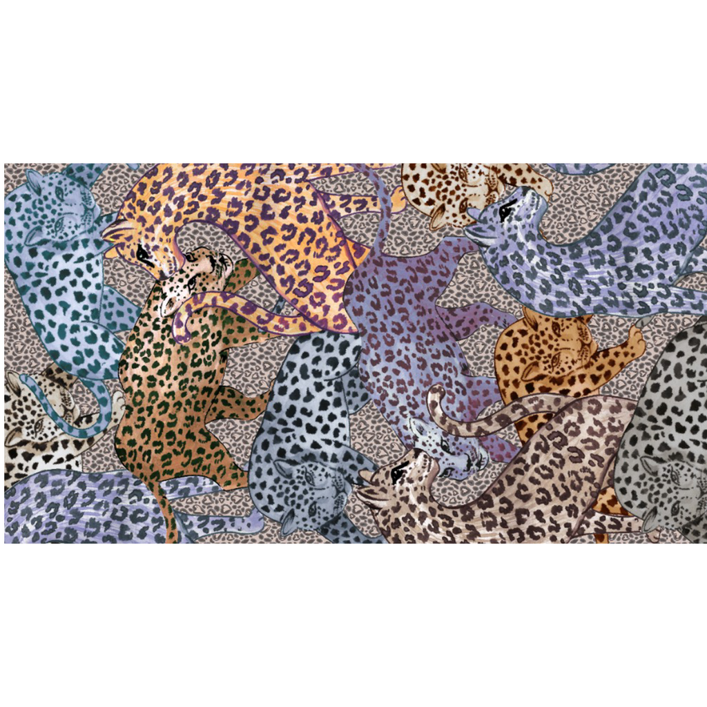 LEO JUNGLE CASHMERE SCARF - GREY