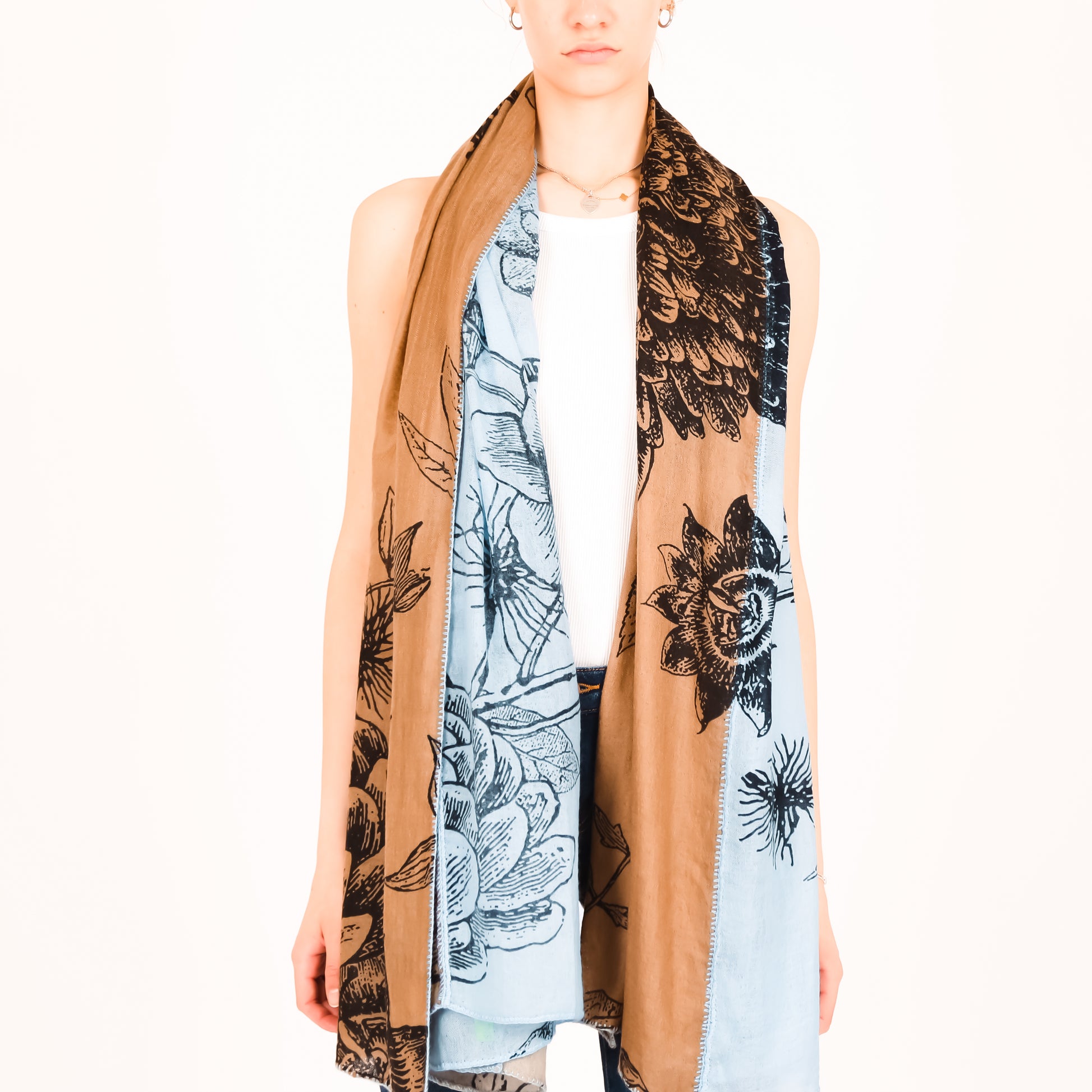 FLOWER EXPLOSION 3 COLOR FELTED CASHMERE SCARF