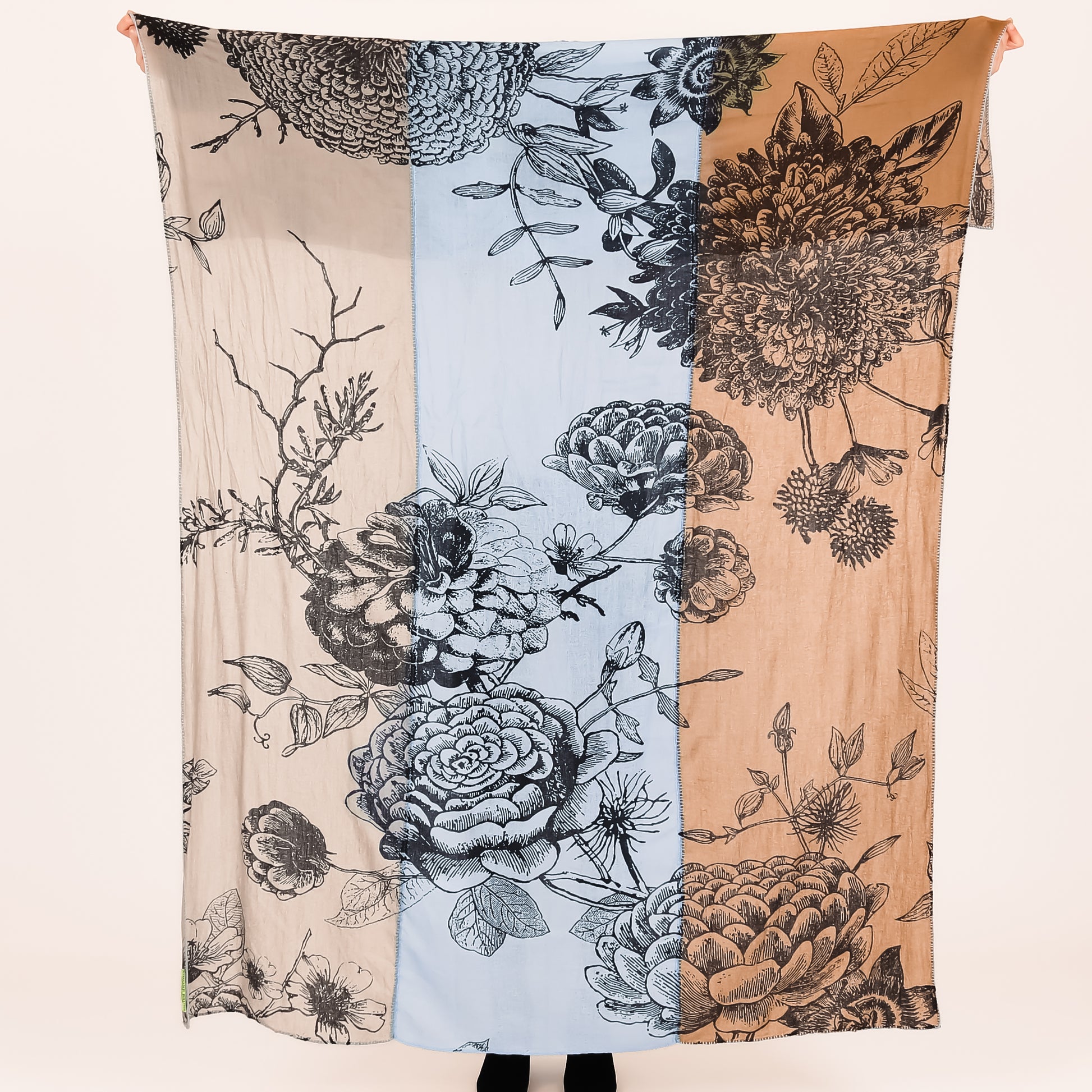 FLOWER EXPLOSION 3 COLOR FELTED CASHMERE SCARF