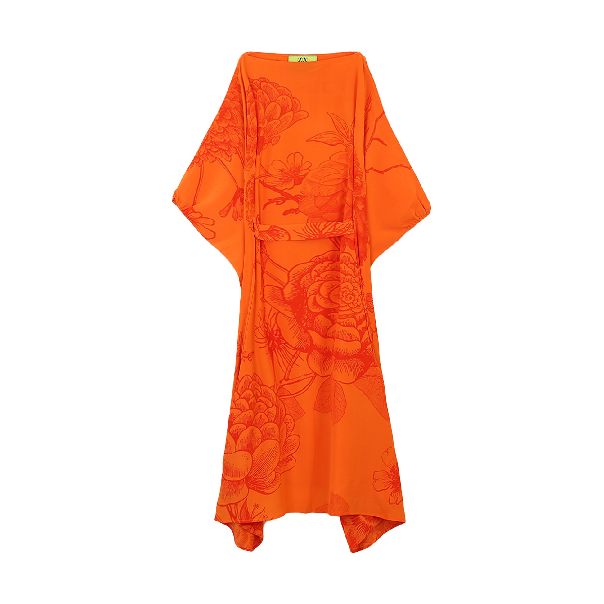 FLOWER EXPLOSION EVENING DRESS - ORANGE/RED