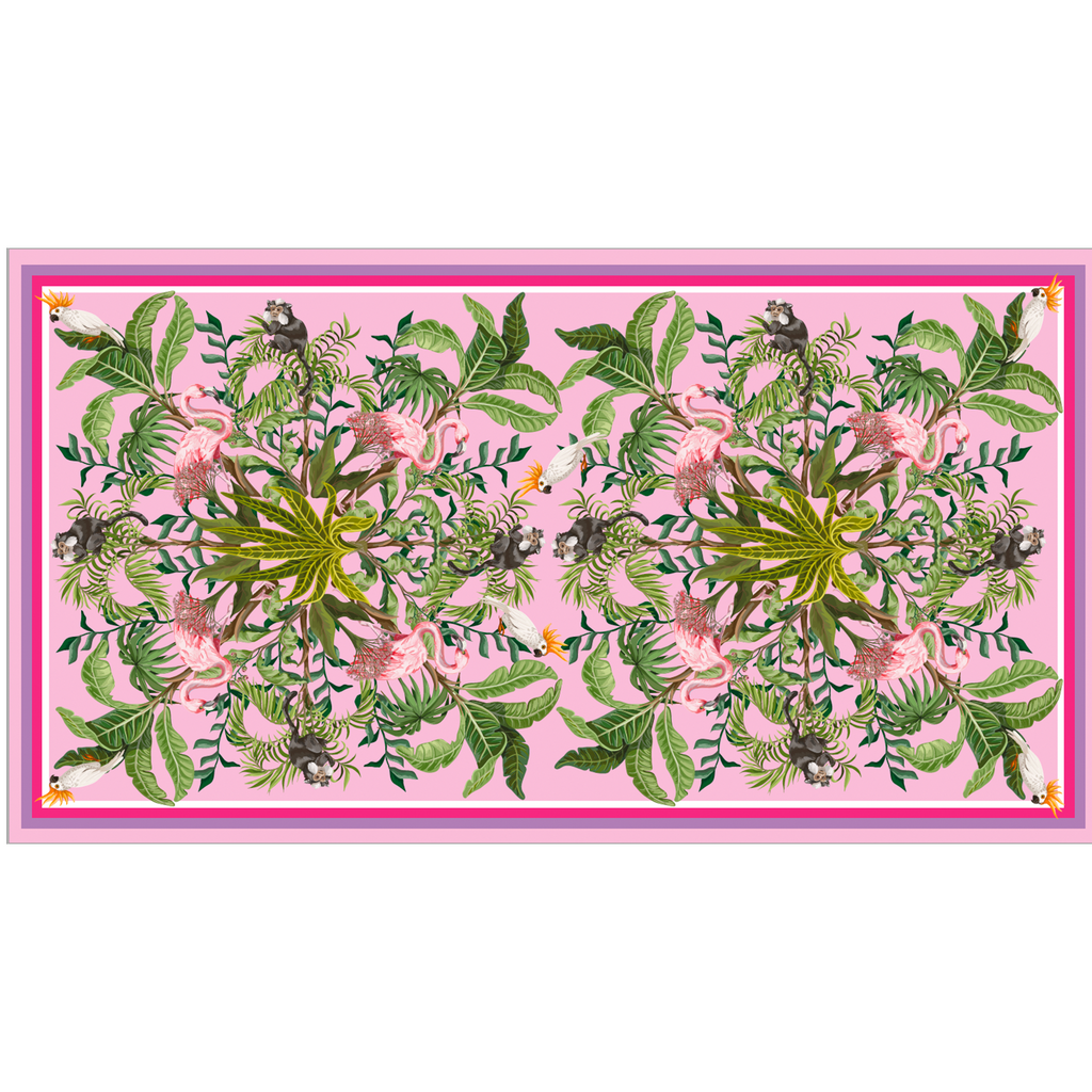 JUNGLE ANIMALS CASHMERE SCARF - ROSE