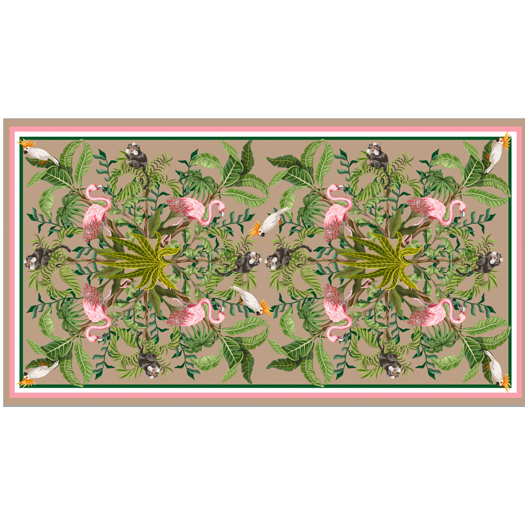JUNGLE ANIMALS CASHMERE SCARF - TAUPE