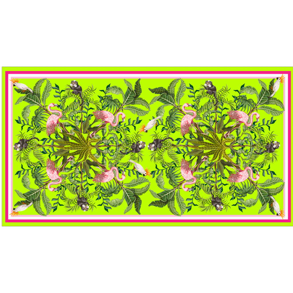 JUNGLE ANIMALS CASHMERE SCARF - GREEN