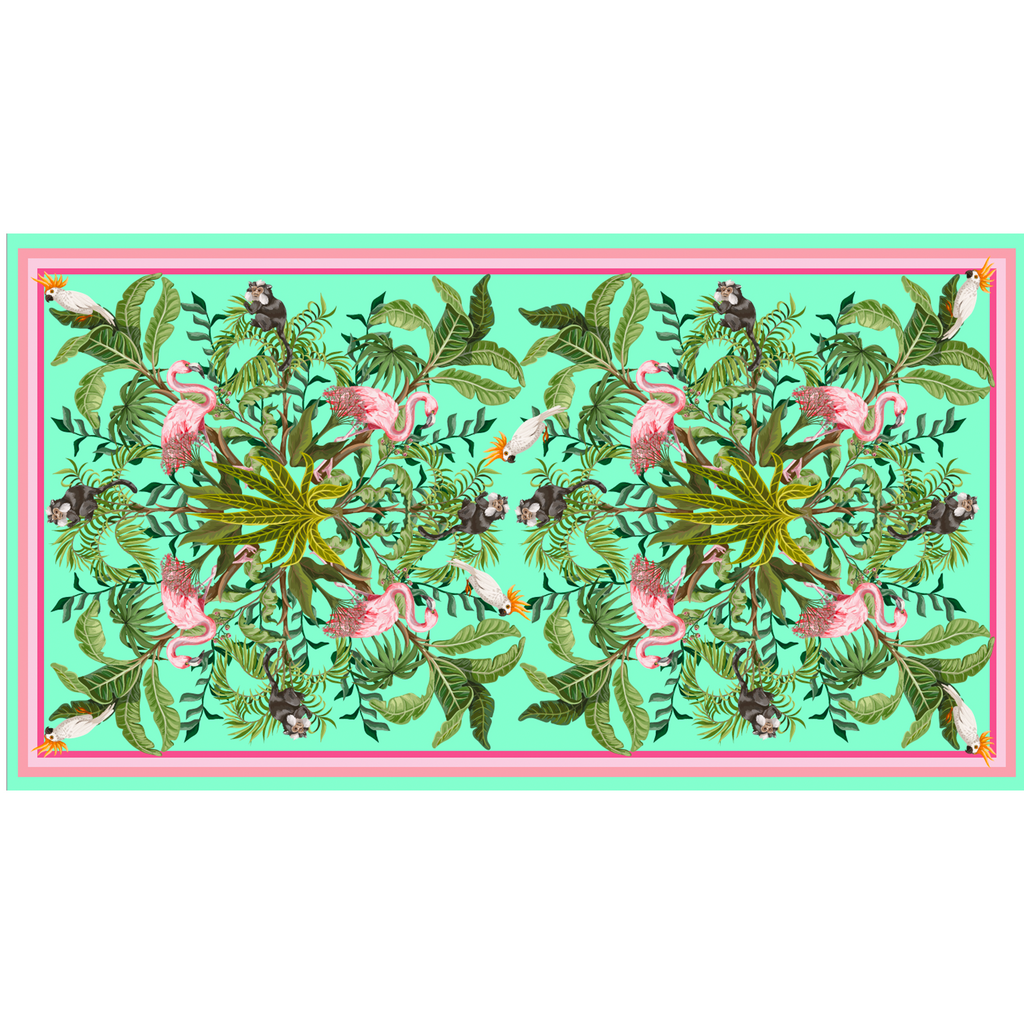 JUNGLE ANIMALS CASHMERE SCARF - MINT