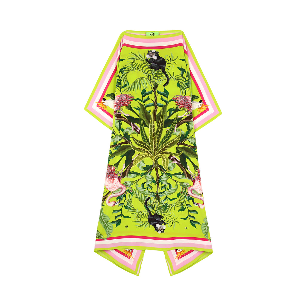 JUNGLE ANIMALS SILK TUNIC - GREEN