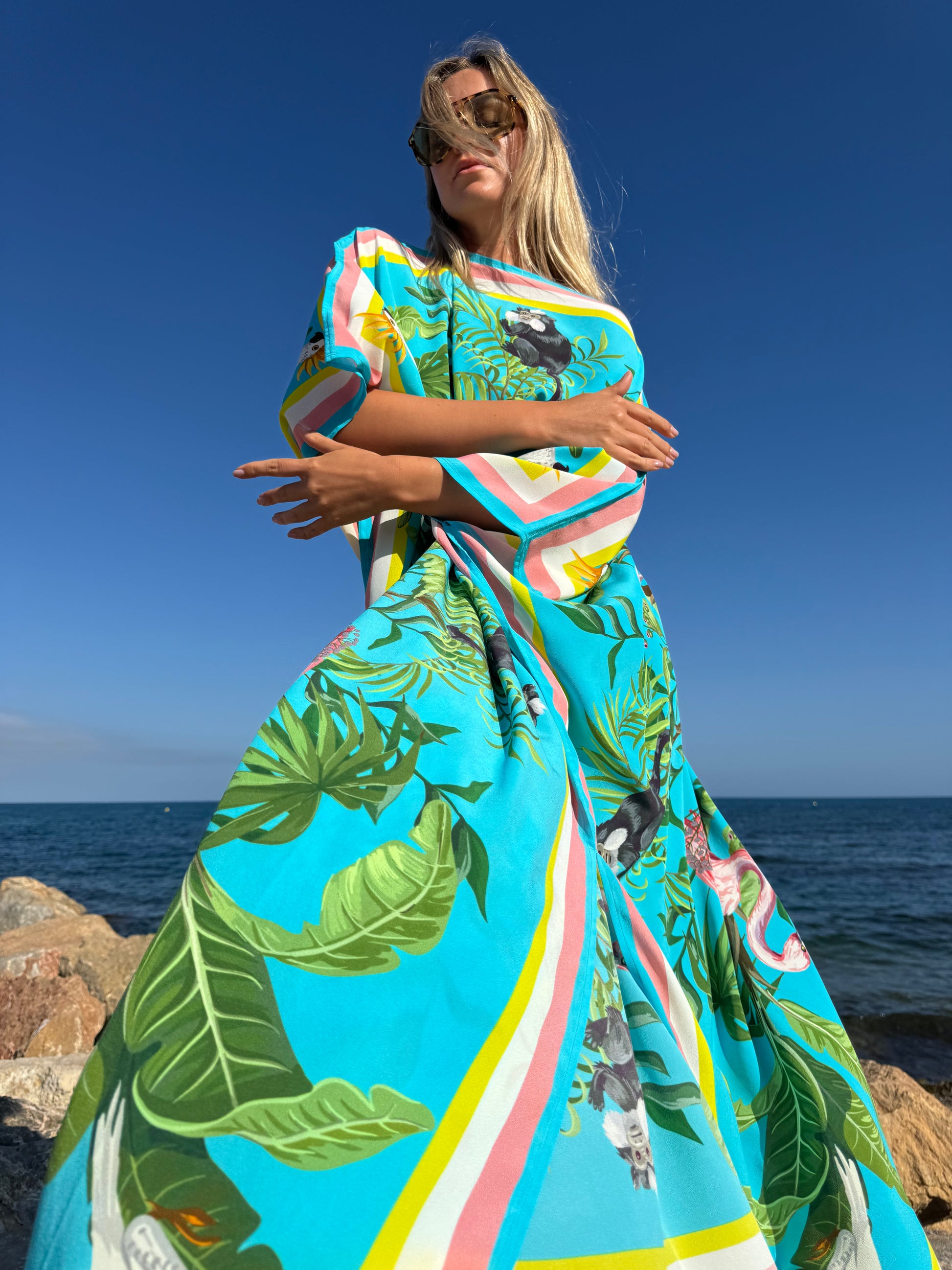 JUNGLE ANIMALS SILK TUNIC