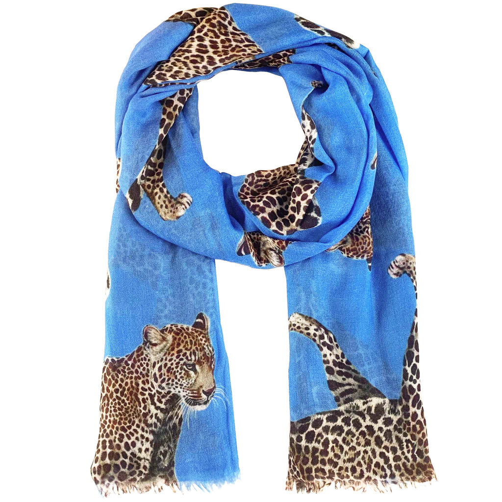 LEOPARD NATURAL CASHMERE SCARF