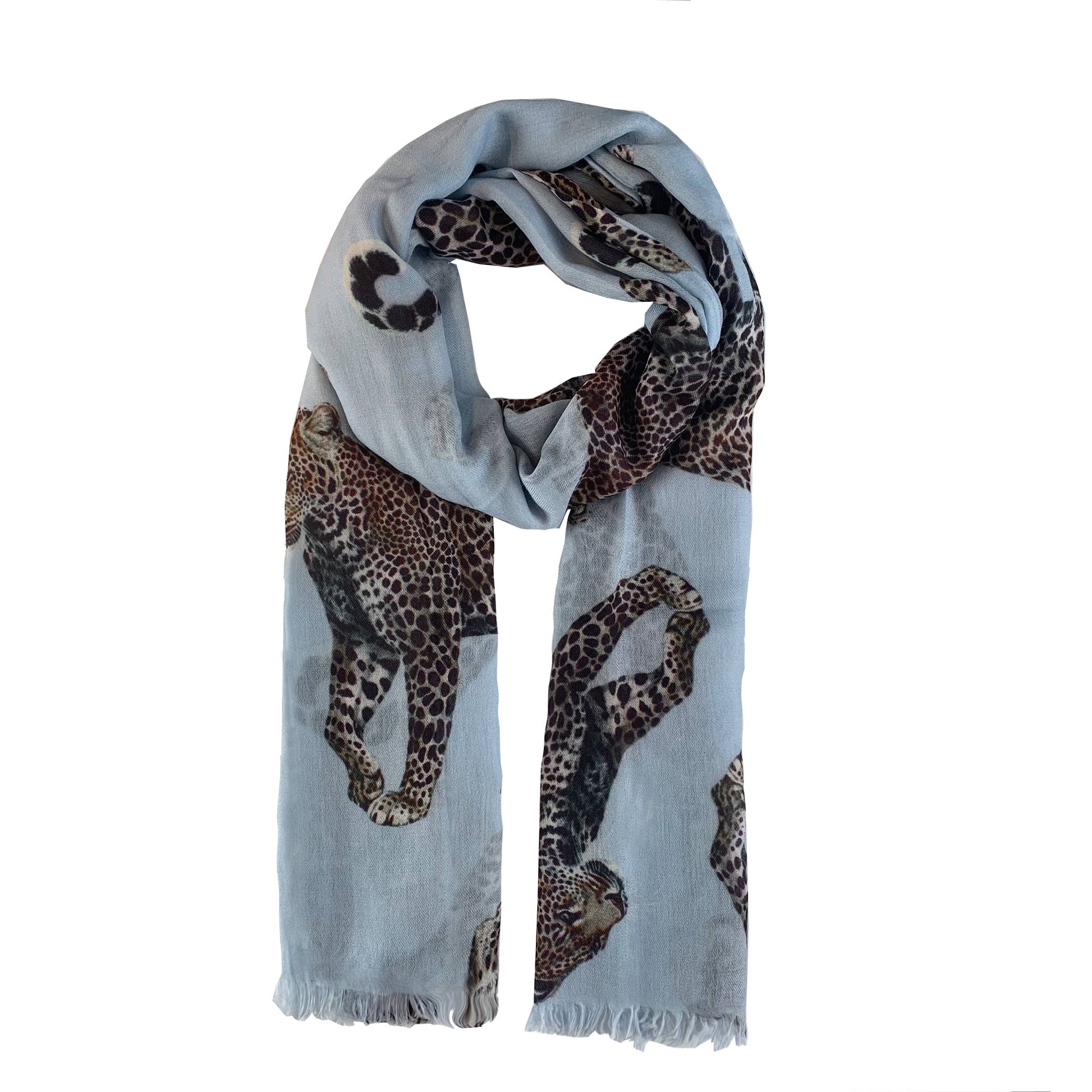 LEOPARD NATURAL CASHMERE SCARF
