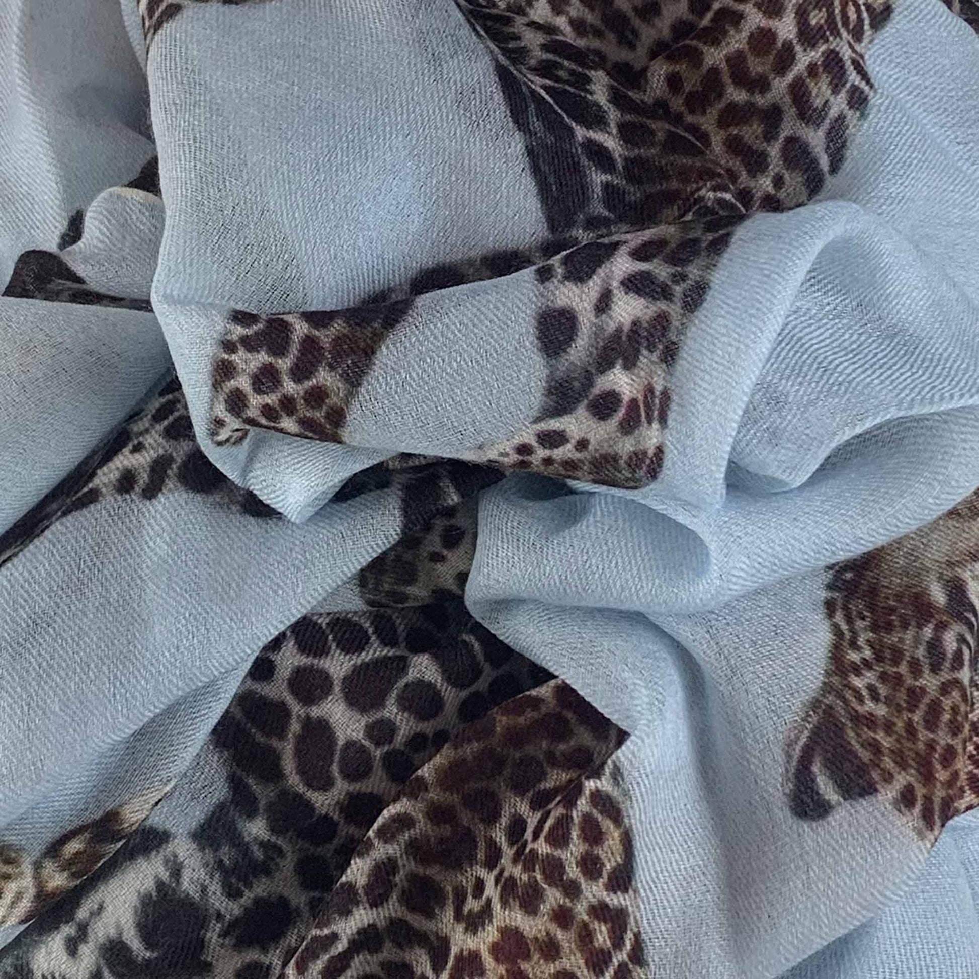 LEOPARD NATURAL CASHMERE SCARF
