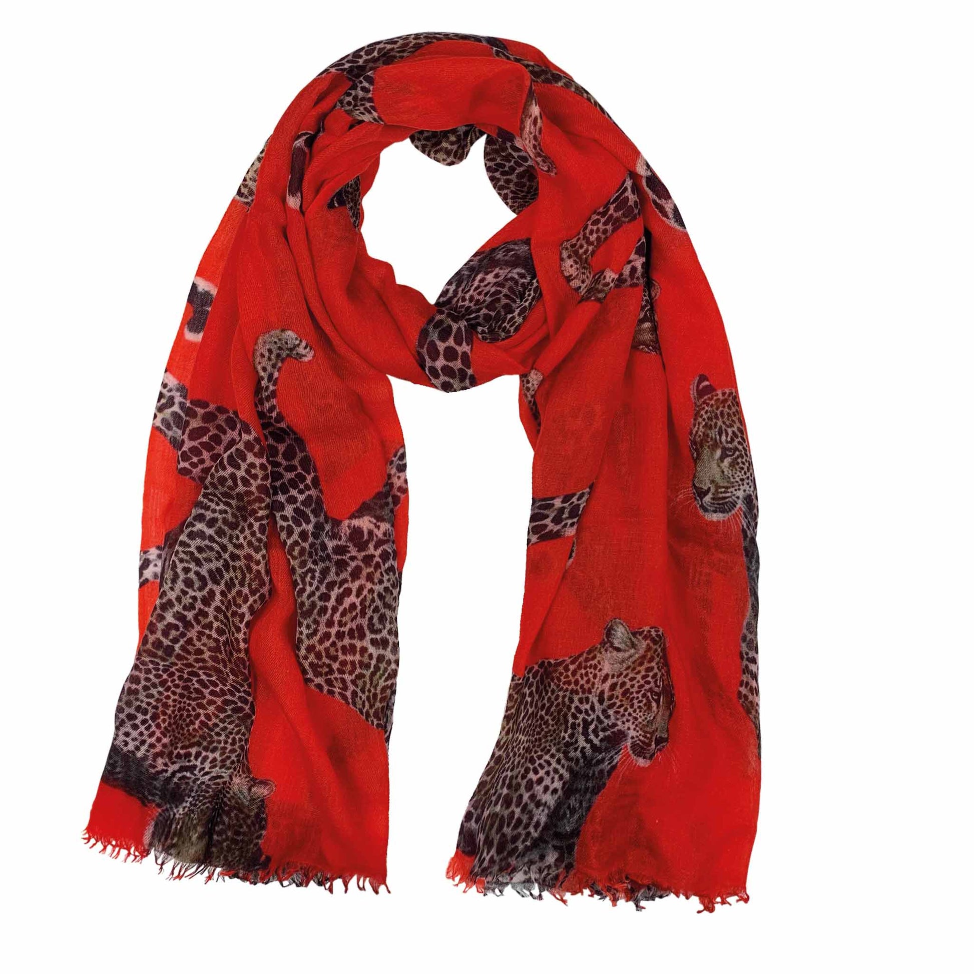 LEOPARD NATURAL CASHMERE SCARF