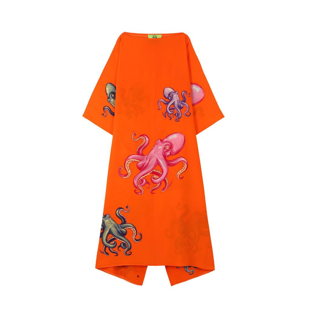 OCTOPUS SILK TUNIC - ORANGE