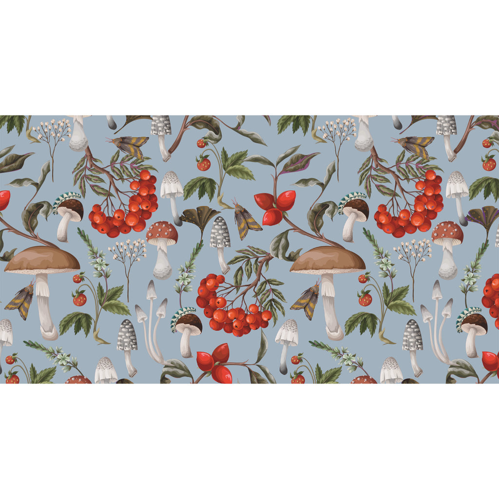 MUSHROOMS CASHMERE SCARF - LIGHT BLUE