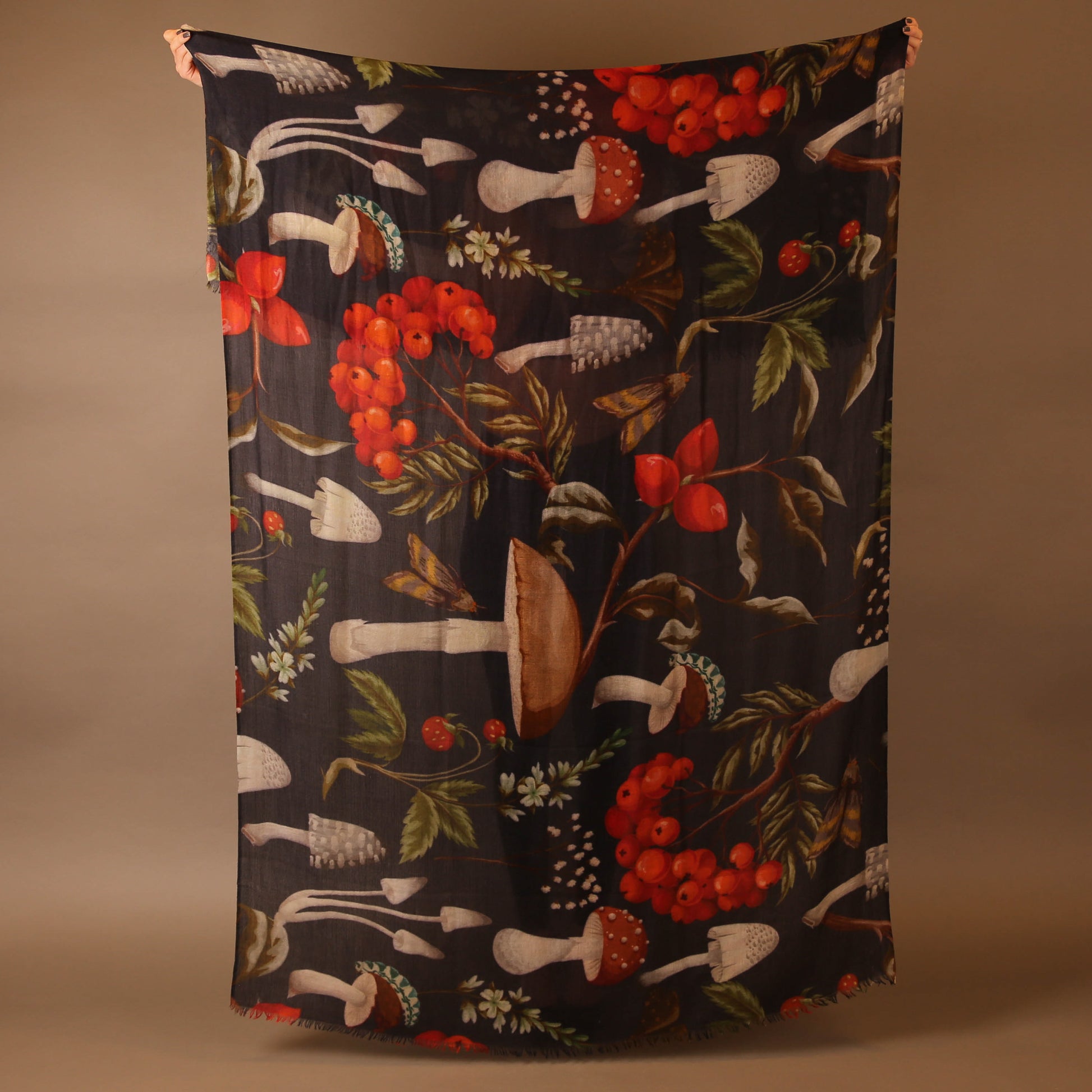 MUSHROOMS CASHMERE SCARF