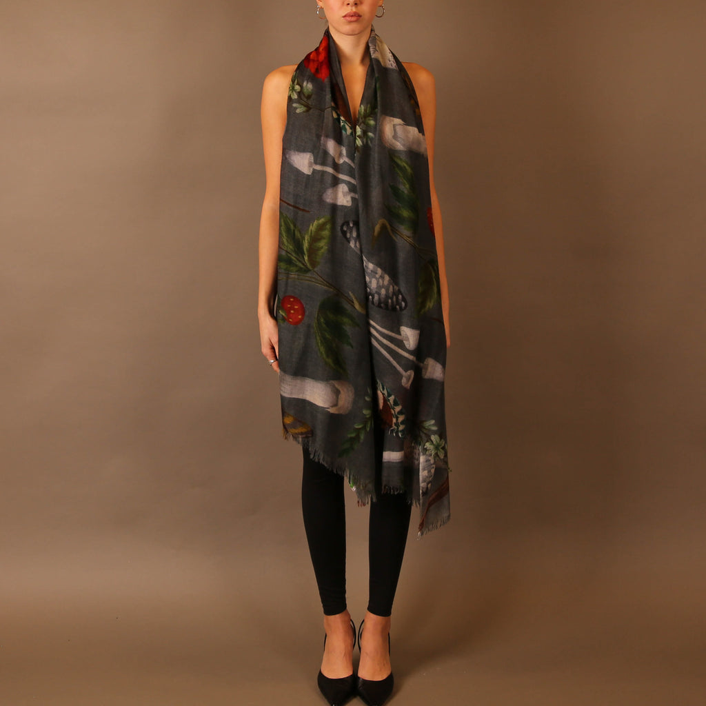 MUSHROOMS CASHMERE SCARF