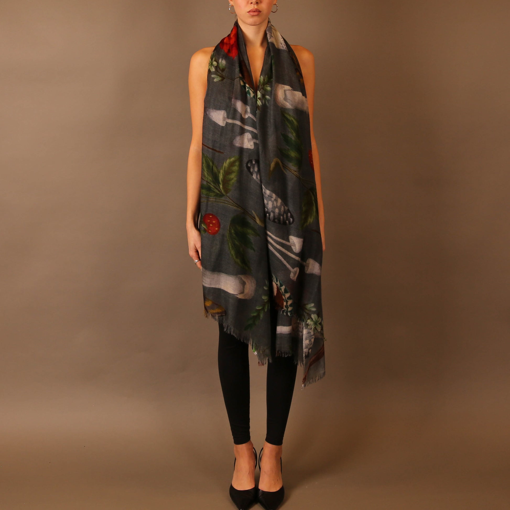 MUSHROOMS CASHMERE SCARF