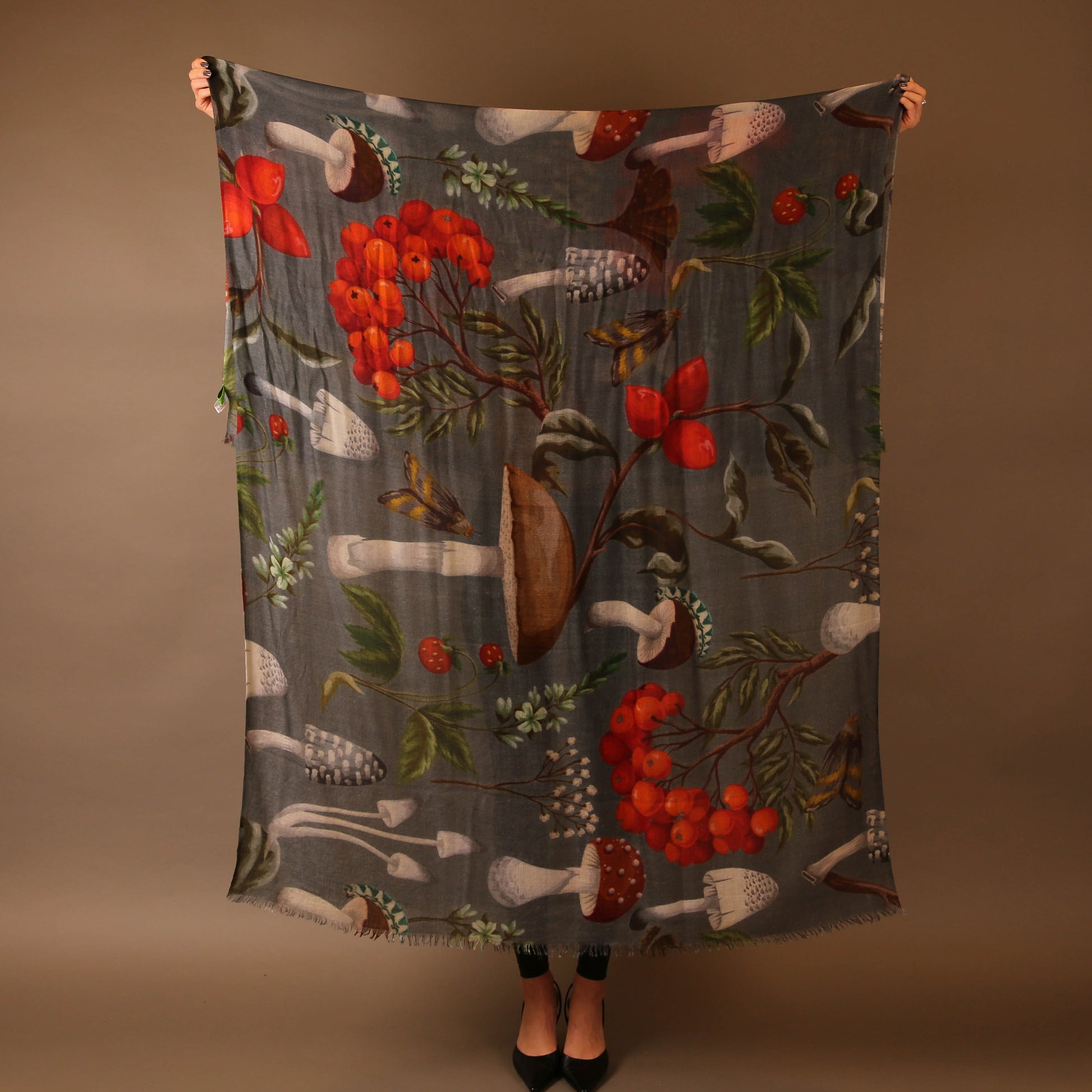 MUSHROOMS CASHMERE SCARF