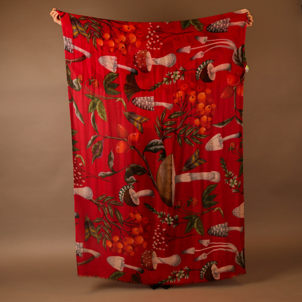 MUSHROOMS CASHMERE SCARF