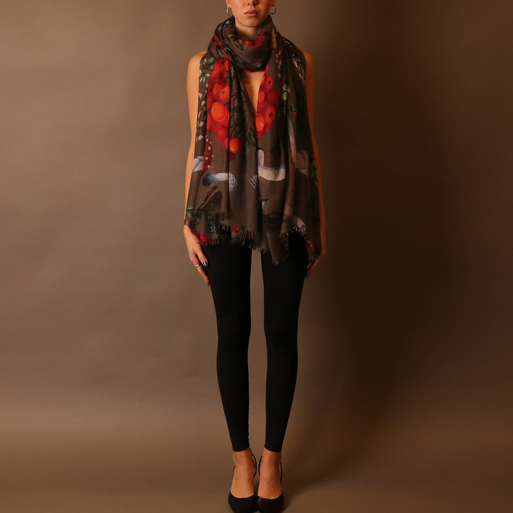 MUSHROOMS CASHMERE SCARF
