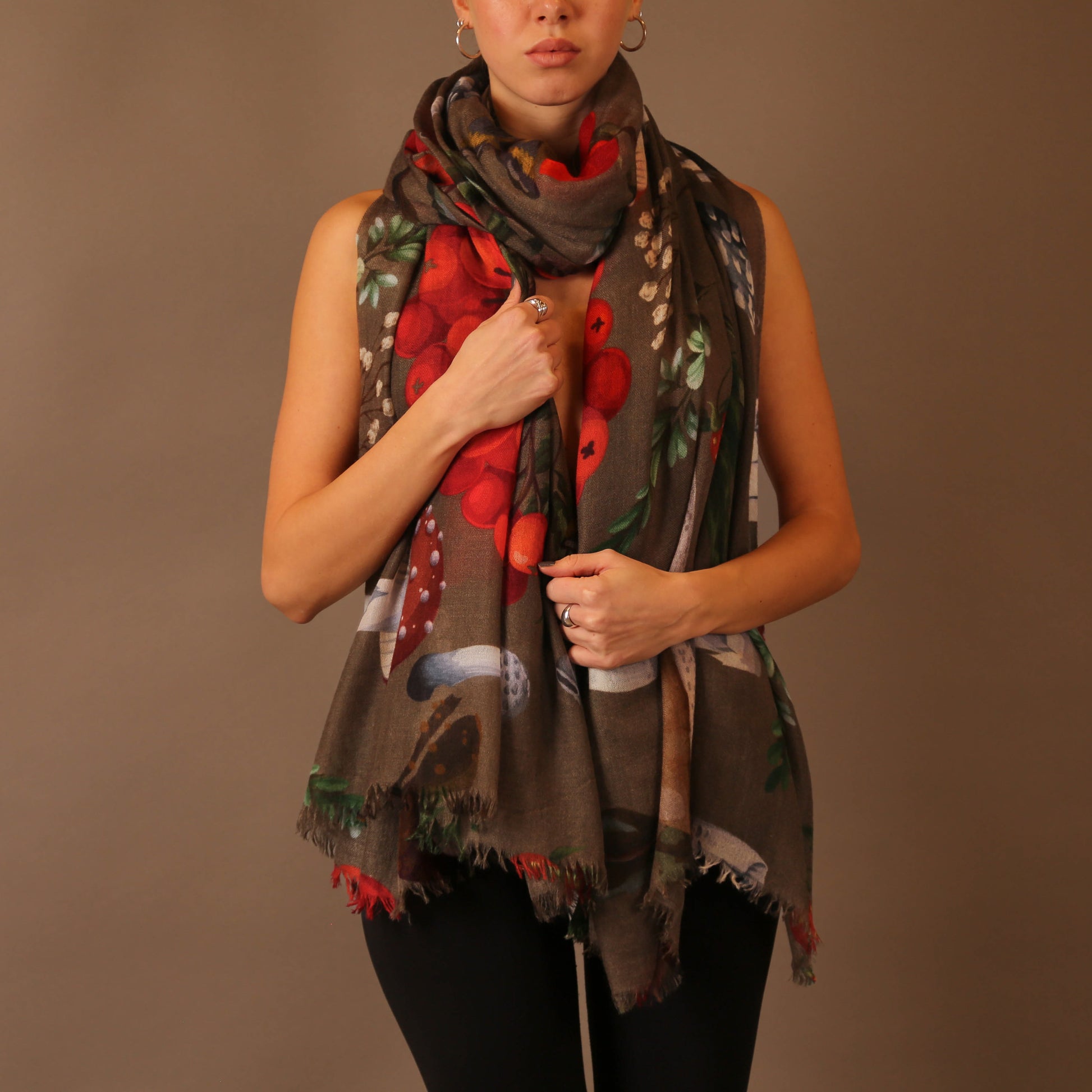 MUSHROOMS CASHMERE SCARF