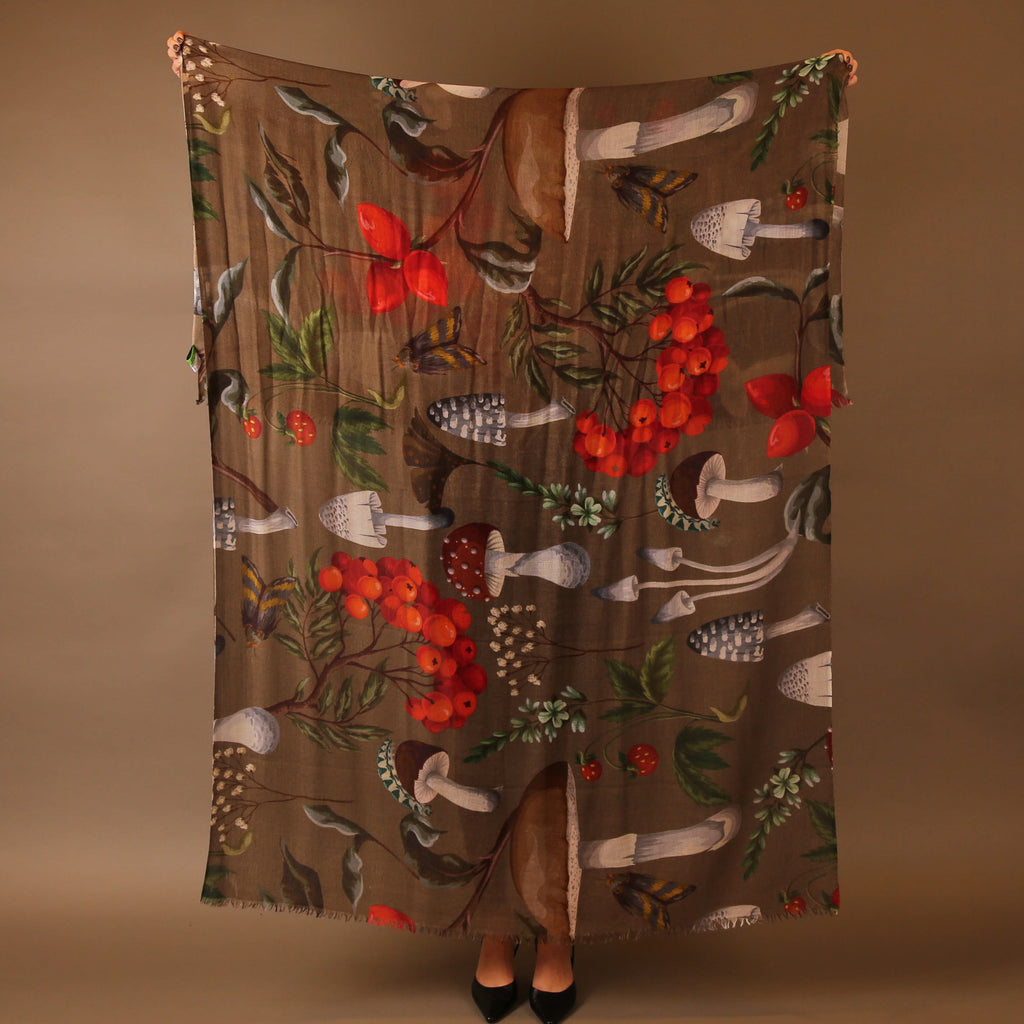 MUSHROOMS CASHMERE SCARF