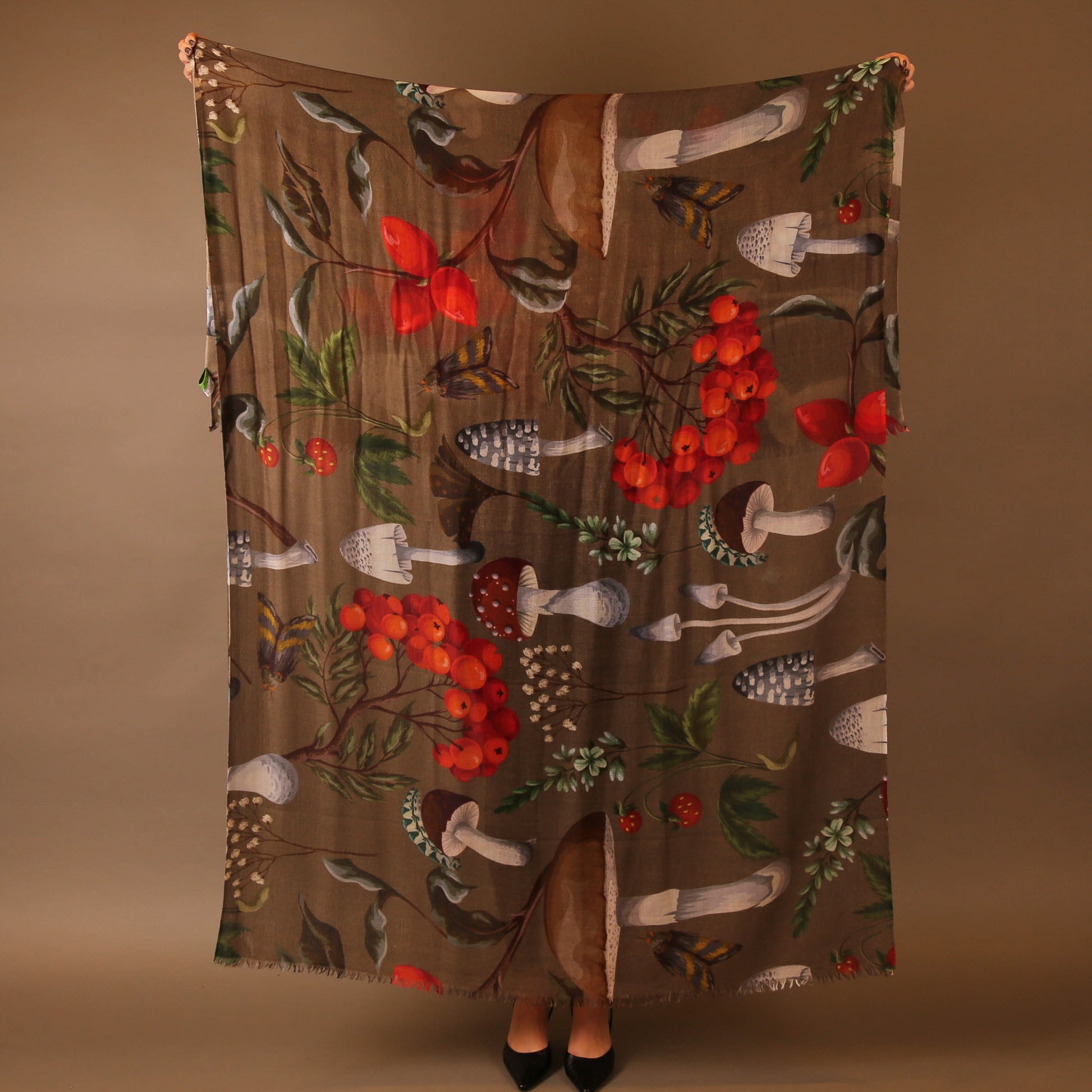 MUSHROOMS CASHMERE SCARF