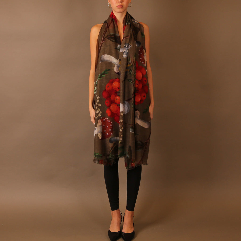 MUSHROOMS CASHMERE SCARF