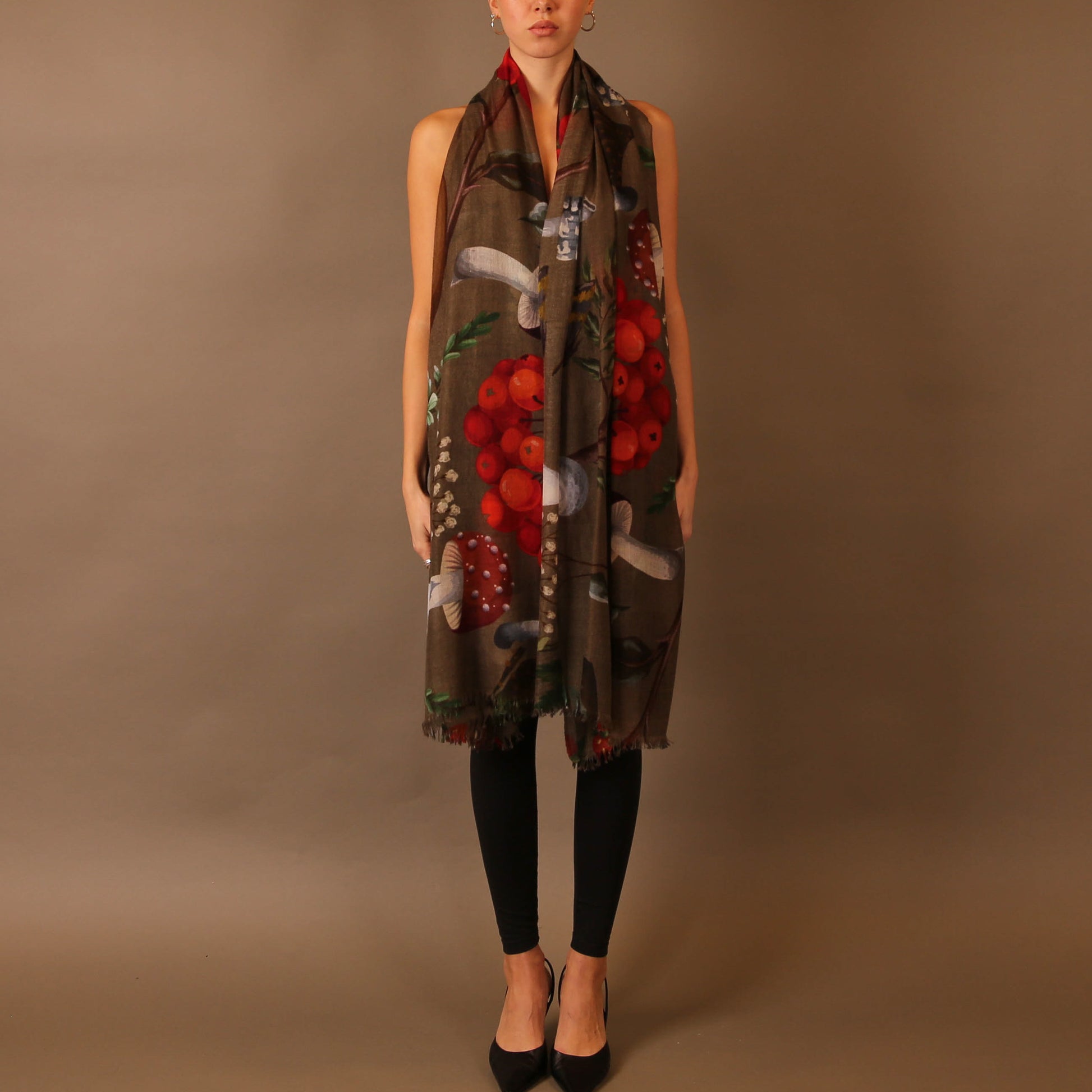 MUSHROOMS CASHMERE SCARF