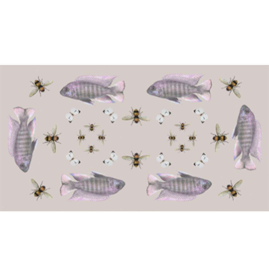 BUTTERFLY & FISH CASHMERE SCARF - TAUPE
