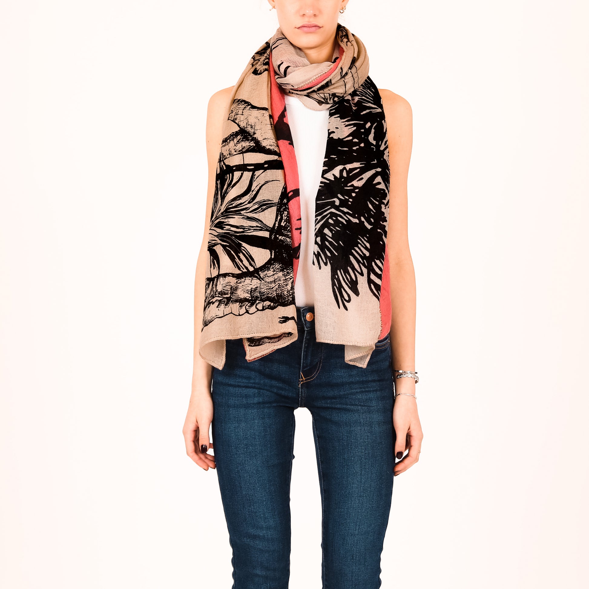 SAFARI 3 COLOR FELTED CASHMERE SCARF