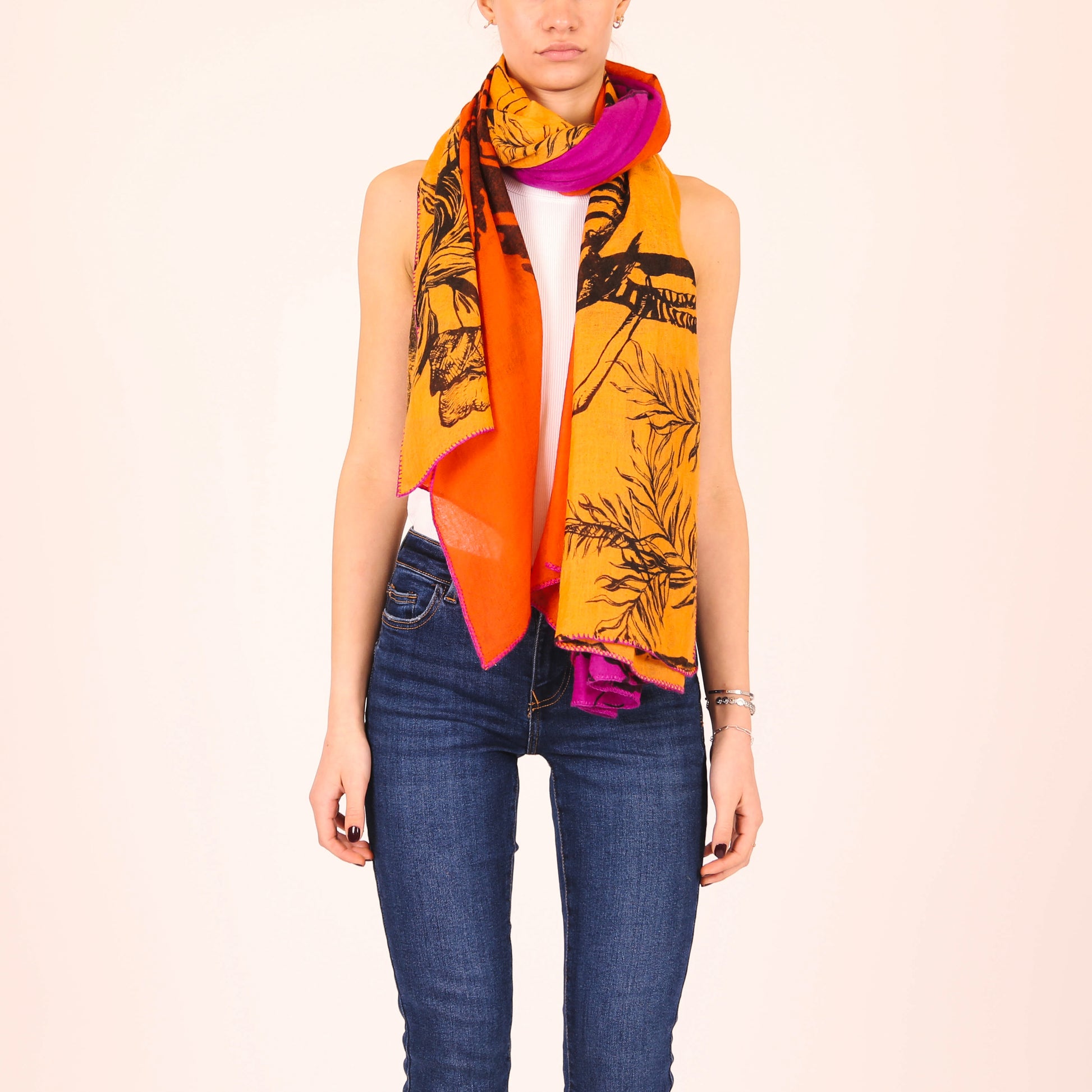 SAFARI 3 COLOR FELTED CASHMERE SCARF