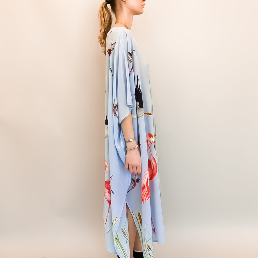 FLAMINGO SILK TUNIC - BLUE