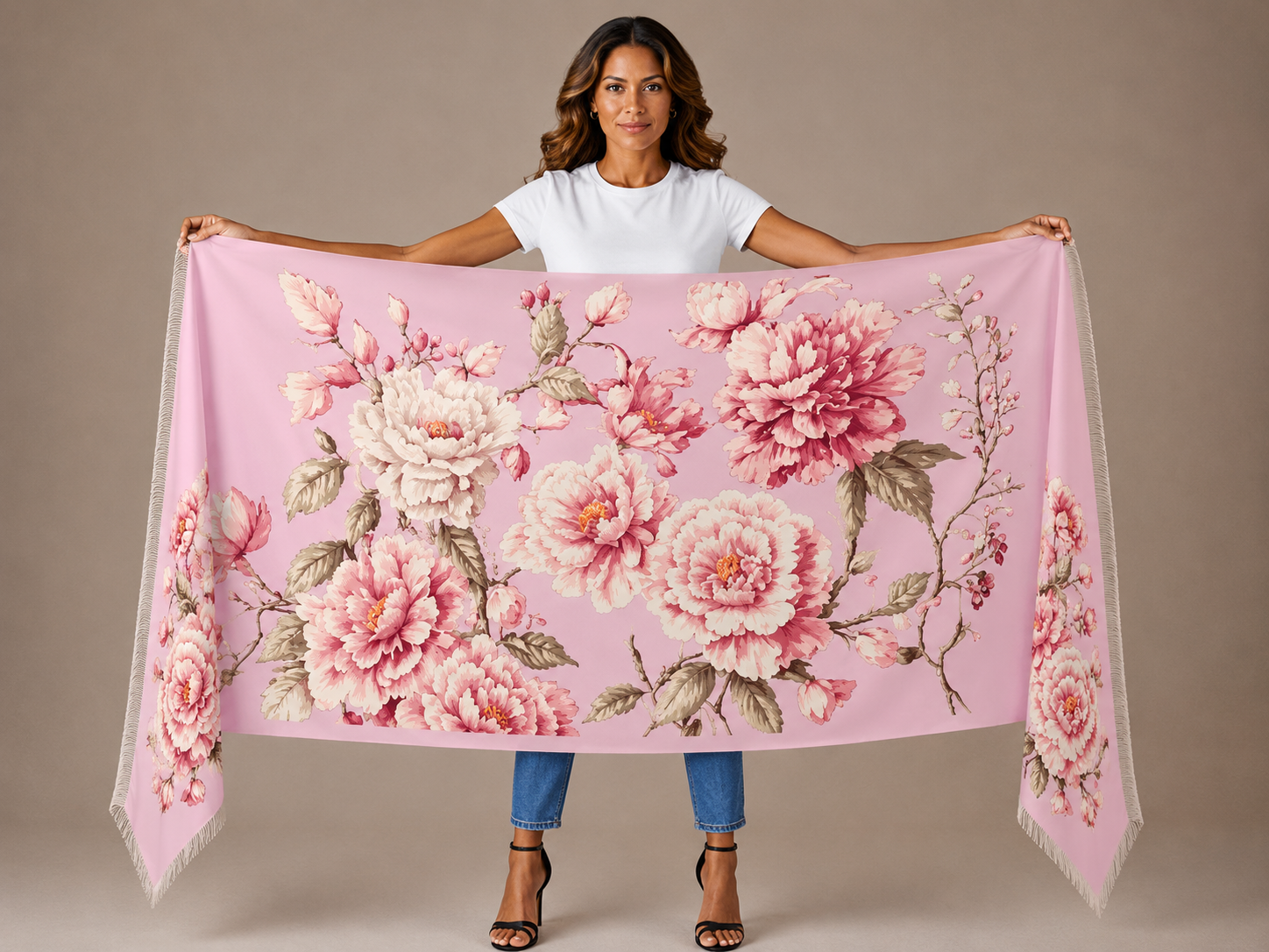 BLUMELLA CASHMERE SCARF - LIGHT ROSE