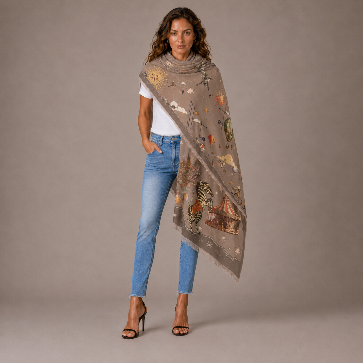 AURORA CASHMERE SCARF - TAUPE