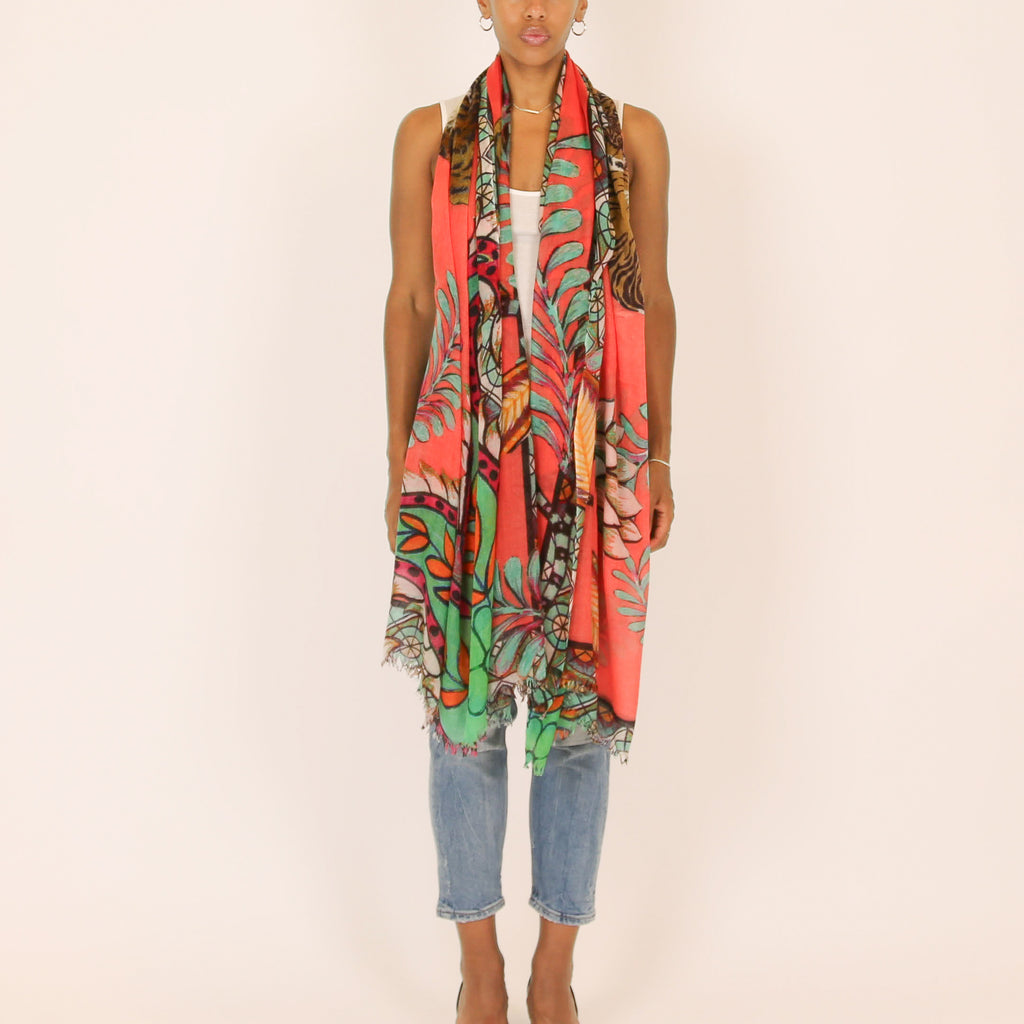 TIGER & JUNGLE CASHMERE SCARF LARGE