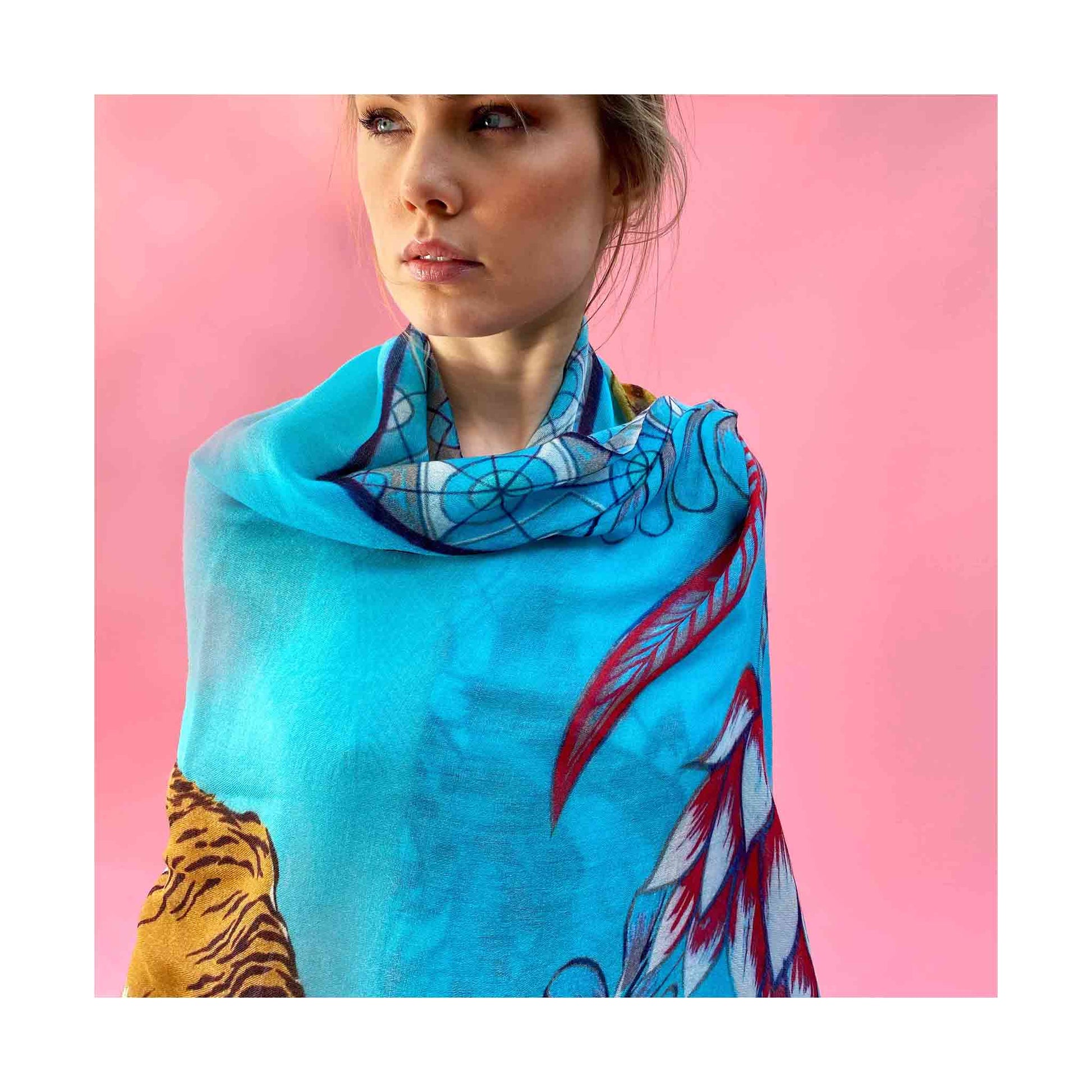 TIGER & JUNGLE CASHMERE SCARF LARGE