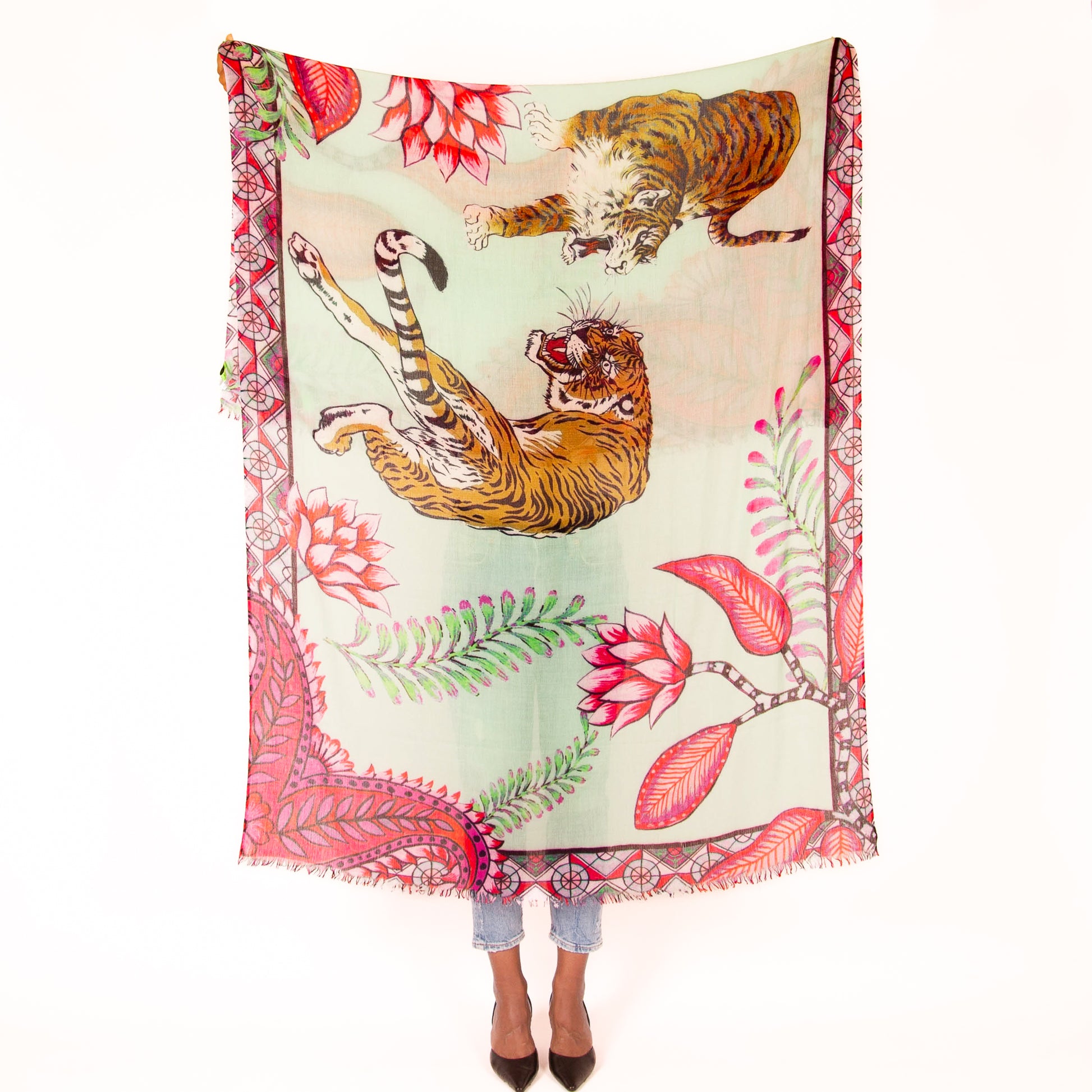 TIGER & JUNGLE CASHMERE SCARF LARGE