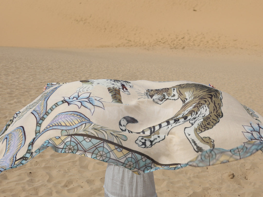 TIGER & JUNGLE CASHMERE SCARF LARGE