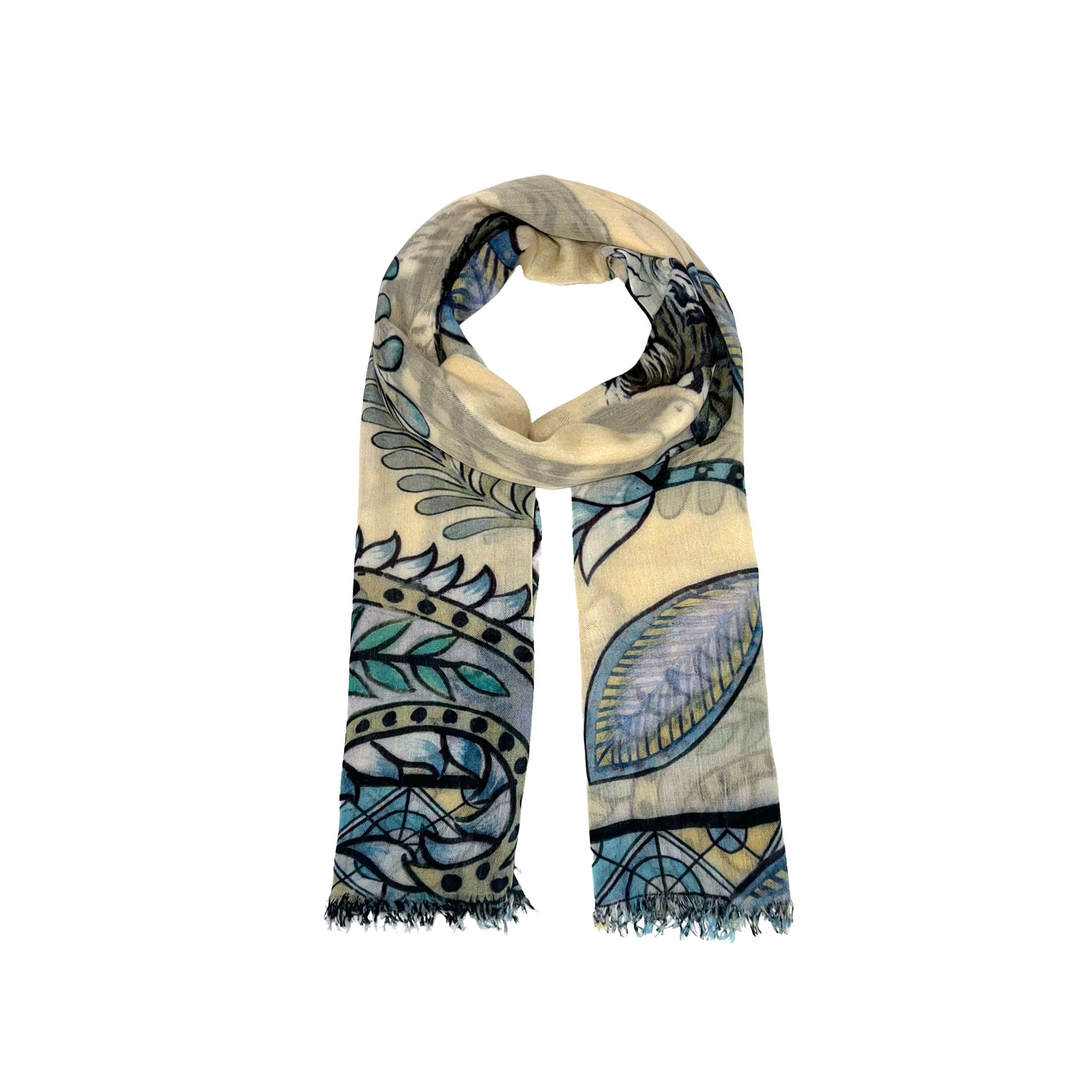 TIGER & JUNGLE CASHMERE SCARF LARGE