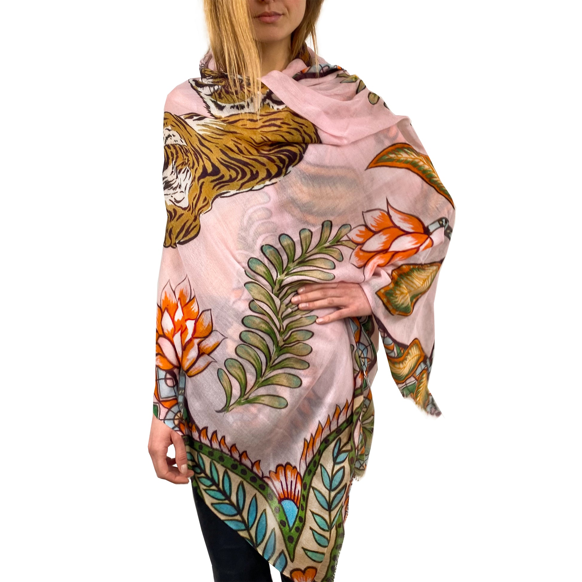 TIGER & JUNGLE CASHMERE SCARF LARGE