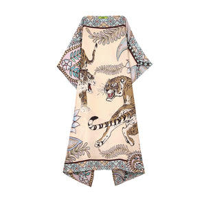 TIGER & JUNGLE SILK TUNIC - CREME