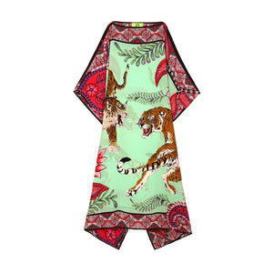 TIGER & JUNGLE SILK TUNIC - MINT