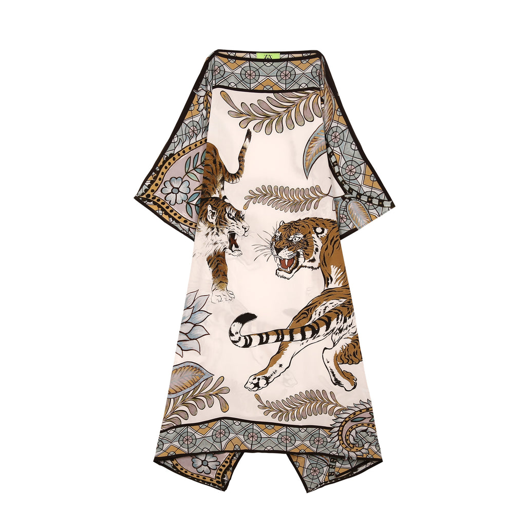 TIGER & JUNGLE SILK TUNIC - WHITE